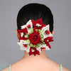 Maroon & White Color Rose Flower Hair juda//Bun (HRP271MRNWHT)