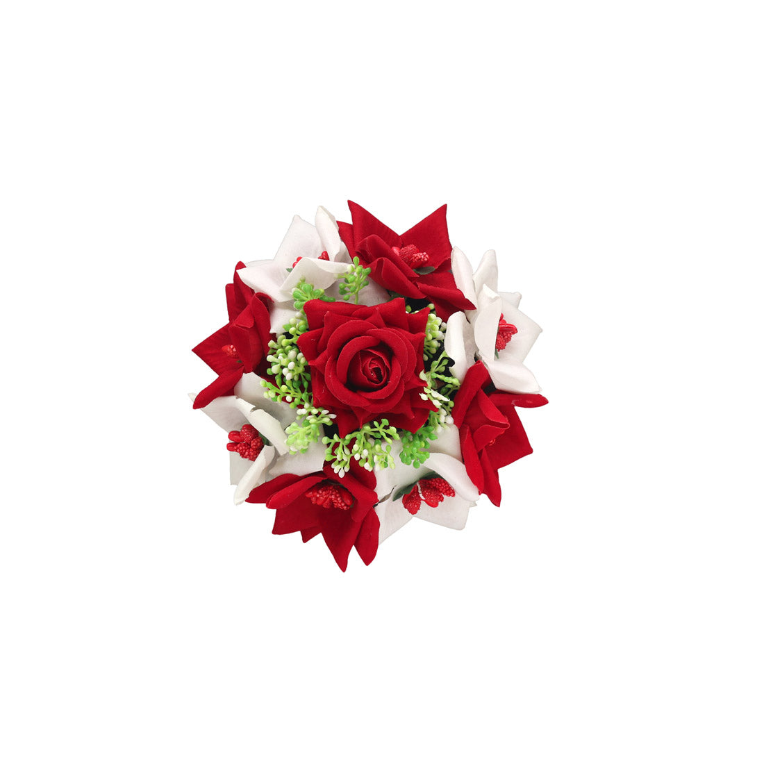 Maroon & White Color Rose Flower Hair juda//Bun (HRP272MRNWHT)