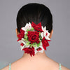 Maroon & White Color Rose Flower Hair juda//Bun (HRP272MRNWHT)