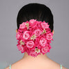 Pink Color Rose Flower Hair juda//Bun (HRP274PNK)