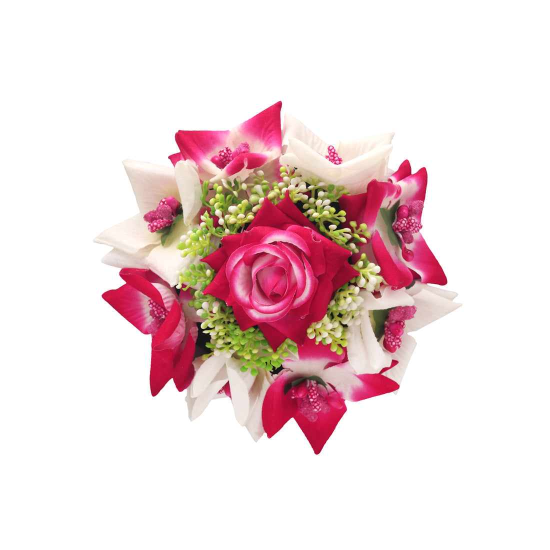 Rani & White Color Rose Flower Hair Juda//Bun For Bridal Use