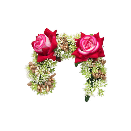Pink Color Flower Gajra For Women Hair Pin For Ethnic Wear