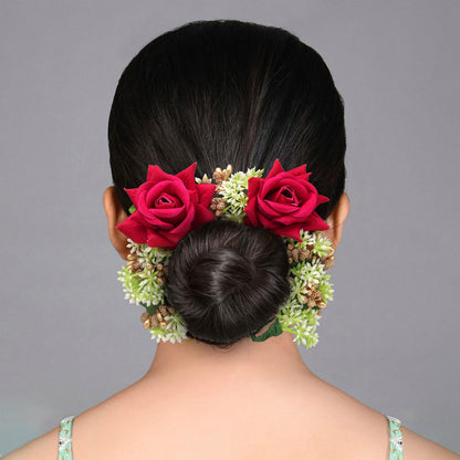 Rani Color Flower Gajra For Women Hair Pin Festive Ready Style