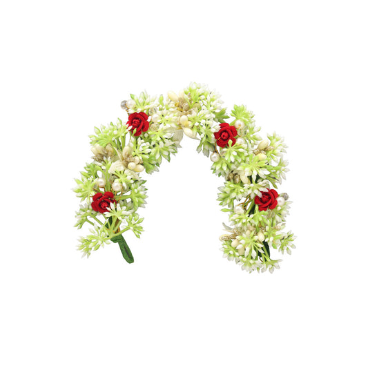 Red Color Flower Gajra For Women Hair Pin With Traditional Design