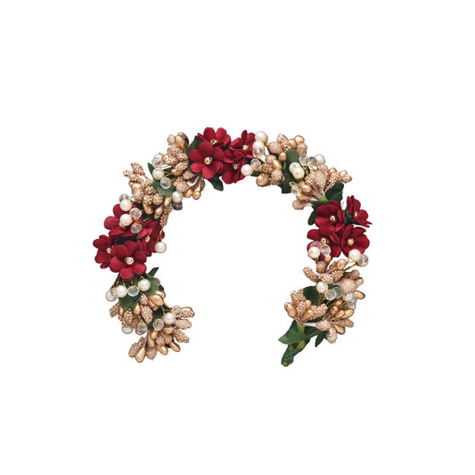 Maroon Color Flower Gajra For Women Hair Pin Perfect For Events