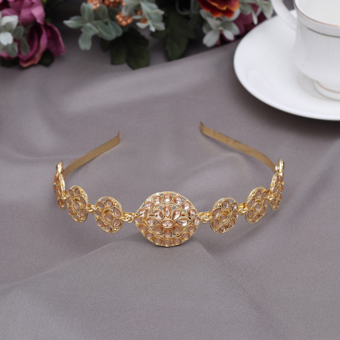 Gold & White Color 3 Pieces Of Hair Band (HRPCMB272)
