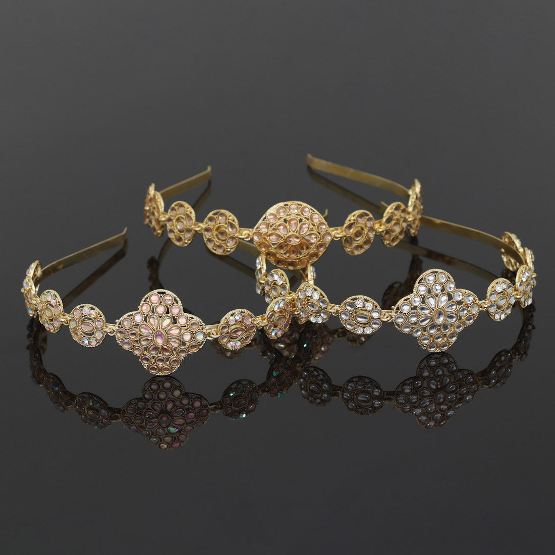 Gold & White Color 3 Pieces Of Hair Band (HRPCMB272)
