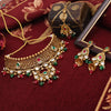 Maroon & Green Color Choker Gold Plated Necklace Set (KBSN1192MG)