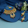 Maroon & Green Color Choker Gold Plated Necklace Set (KBSN1192MG)