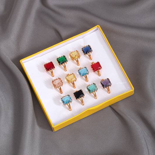 Assorted Color Combo of 12 Pieces Of Finger Rings (KBSRCMB244)