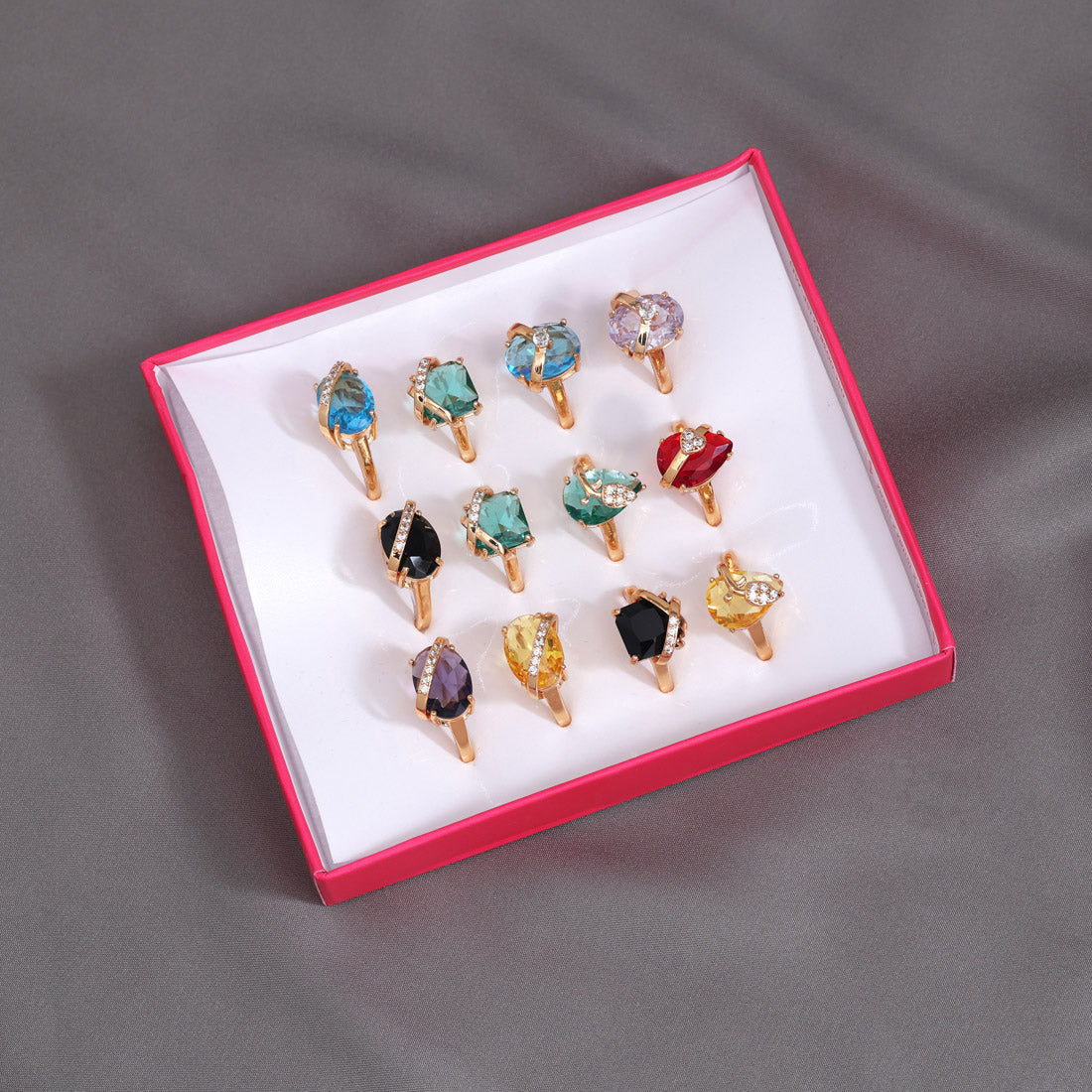 Assorted Color And Design Combo of 12 Pieces Of Finger Rings (KBSRCMB247)