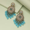 Firozi Color Kundan Earrings (KDE1002FRZ)