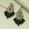 Green Color Kundan Earrings (KDE1002GRN)