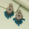 Turquoise Blue Color Kundan Earrings (KDE1002TBLU)