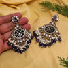 Blue Color Kundan Earrings (KDE1003BLU)