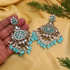 Firozi Color Kundan Earrings (KDE1003FRZ)