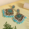 Firozi Color Kundan Earrings (KDE1003FRZ)