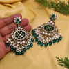 Green Color Kundan Earrings (KDE1003GRN)