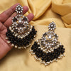 Black Color Pakistani Kundan Earrings (KDE1004BLK)