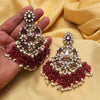 Magenta Color Pakistani Kundan Earrings (KDE1004MNT)