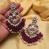 Purple Color Pakistani Kundan Earrings (KDE1004PRP)