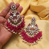 Rani Color Pakistani Kundan Earrings (KDE1004RNI)