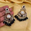 Black Color Kundan Earrings (KDE1005BLK)