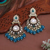 Turquoise Blue Color Kundan Earrings (KDE1005TBLU)