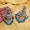 Turquoise Blue Color Kundan Earrings (KDE1006TBLU)