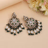 Green Color Kundan Earrings (KDE1007GRN)