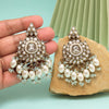 Sky Blue Color Kundan Earrings (KDE1007SBLU)