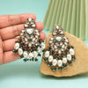 Green Color Kundan Earrings (KDE1008GRN)