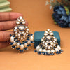 Turquoise Blue Color Kundan Earrings (KDE1008TBLU)