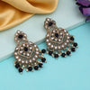 Black Color Kundan Earrings (KDE1009BLK)