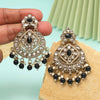 Black Color Kundan Earrings (KDE1009BLK)