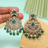 Green Color Kundan Earrings (KDE1009GRN)