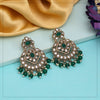 Green Color Kundan Earrings (KDE1009GRN)