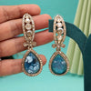 Blue Color Kundan Earrings (KDE1013BLU)