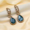 Blue Color Kundan Earrings (KDE1013BLU)