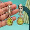 Mustard Yellow Color Kundan Earrings (KDE1013MYLW)