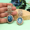 Blue Color Kundan Earrings (KDE1015BLU)