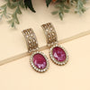 Magenta Color Kundan Earrings (KDE1015MNT)