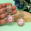 Pink Color Kundan Earrings (KDE1015PNK)