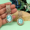 Sky Blue Color Kundan Earrings (KDE1015SBLU)