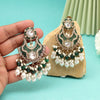 Green Color Pakistani Kundan Earrings (KDE1016GRN)