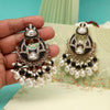 Black Color Pakistani Kundan Earrings (KDE1017BLK)