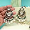 Green Color Pakistani Kundan Earrings (KDE1017GRN)