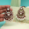 Maroon Color Pakistani Kundan Earrings (KDE1017MRN)