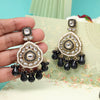 Black Color Kundan Earrings (KDE1018BLK)