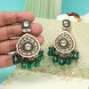 Green Color Kundan Earrings (KDE1018GRN)